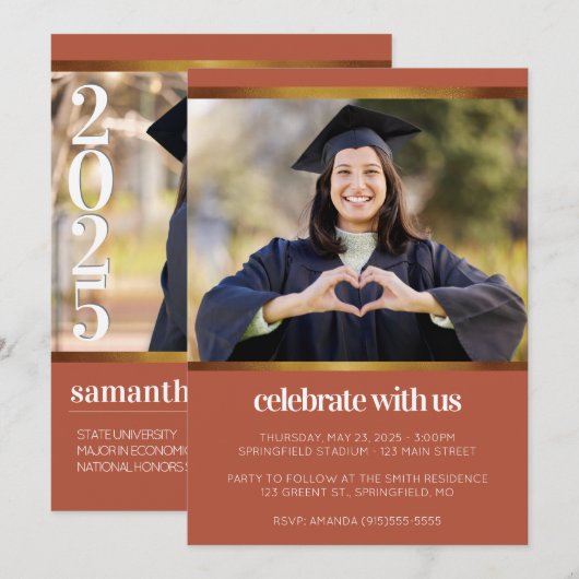 Boho Foto Afstuderen Kaart (Voorkant / Achterkant)