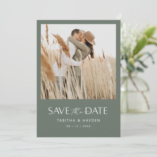 Boho Foto bewaart de datum Kaart minimalistische b (Staand voorkant)