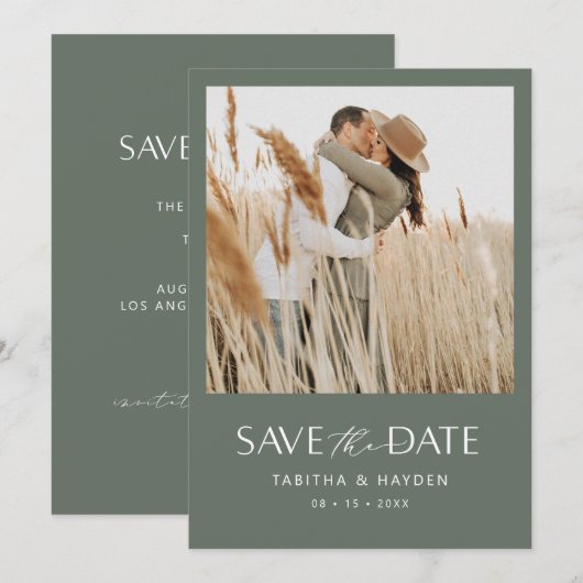 Boho Foto bewaart de datum Kaart minimalistische b (Voorkant / Achterkant)