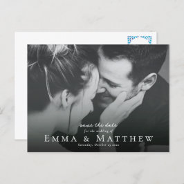 Boho Foto bewaart de datum met Marokkaanse blauwe  Briefkaart