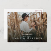 Boho Foto bewaart de Datum met Marokkaanse bruine  Briefkaart (Voorkant / Achterkant)