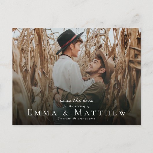 Boho Foto bewaart de Datum met Marokkaanse bruine  Briefkaart (Voorkant)