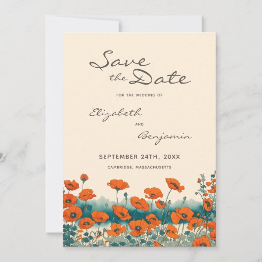 Boho foto Bloemen Wildbloem Rustieke QR code Save The Date (Voorkant)