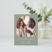 Boho-foto-boog Sage Green QR-code Save the Date Briefkaart (Staand voorkant)