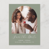 Boho-foto-boog Sage Green QR-code Save the Date Briefkaart (Voorkant)