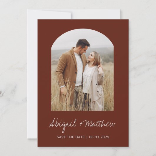 Boho-foto-boog Save The Date Terracotta  Kaart (Voorkant)