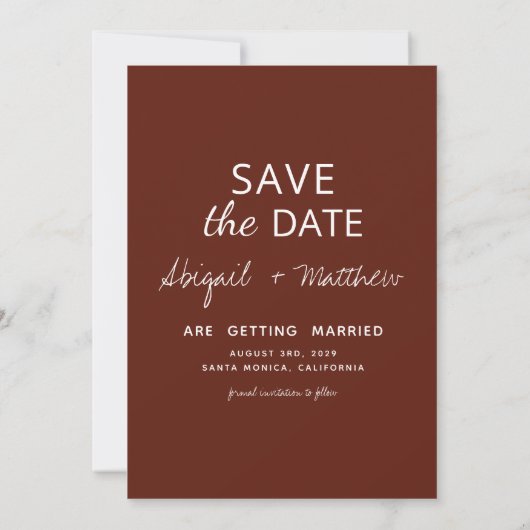 Boho-foto-boog Save The Date Terracotta  Kaart (Achterkant)