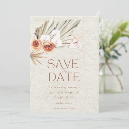 Boho Foto Bruiloft in de herfst Save The Date (Staand voorkant)