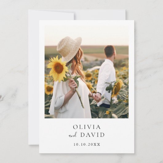 Boho foto bruiloft modern minimalistisch kaart (Voorkant)