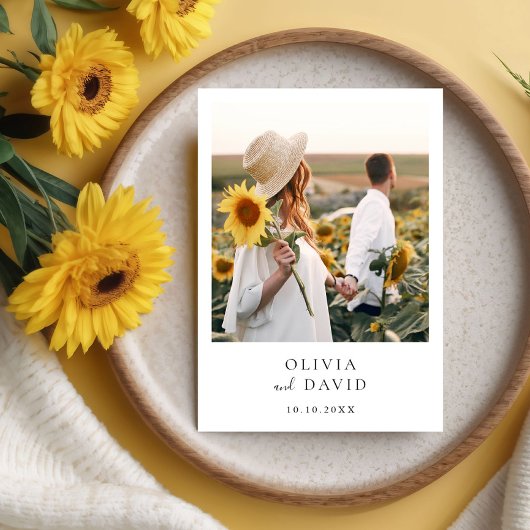 Boho foto bruiloft modern minimalistisch kaart