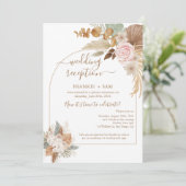 Boho foto bruiloft receptie kaart (Staand voorkant)