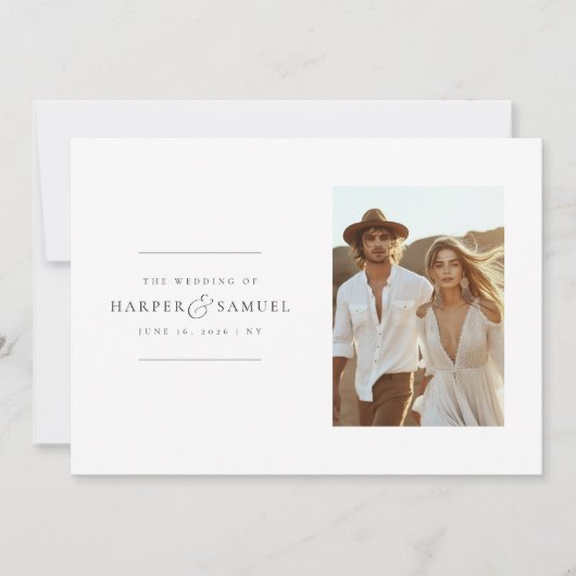 Boho foto bruiloft uitnodiging | Modern elegant (Voorkant)