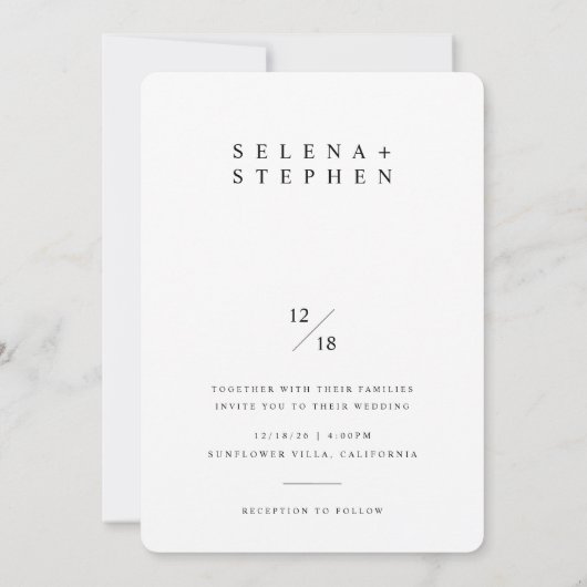 Boho foto bruiloft uitnodiging | Modern minimalist (Achterkant)