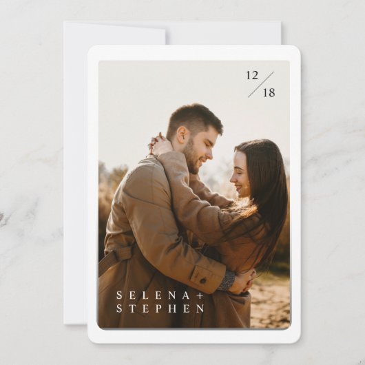 Boho foto bruiloft uitnodiging | Modern minimalist (Voorkant)