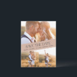 Boho Foto Collage Rustic Wedding Save the Date Aankondigingskaart<br><div class="desc">Mooie briefkaarten voor het bewaren van de datum voor uw aanstaande bruiloft in een stijlvol Boho-geïnspireerd design dat aansluit bij uw prachtige foto's van het verloving in de openlucht. Pas de voor- en achterkant van het briefkaart aan met de van de datum en uw foto's en trouwgegevens. Neem contact met...</div>