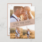 Boho Foto Collage Rustic Wedding Save the Date Aankondigingskaart (Voorkant / Achterkant)