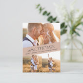 Boho Foto Collage Rustic Wedding Save the Date Aankondigingskaart (Staand voorkant)