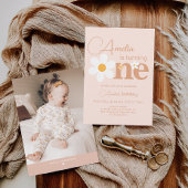 Boho Foto Daisy 1e verjaardag Kaart