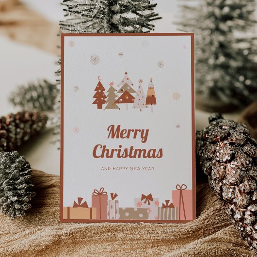 Boho Foto Kerstmis Kaart en Gelukkig Nieuwjaar