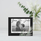 Boho Foto Loofwerk Zwart & Wit Save the Date Briefkaart (Staand voorkant)