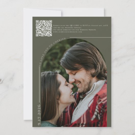 Boho Foto | Minimalistische kalligrafie script bru Kaart (Achterkant)