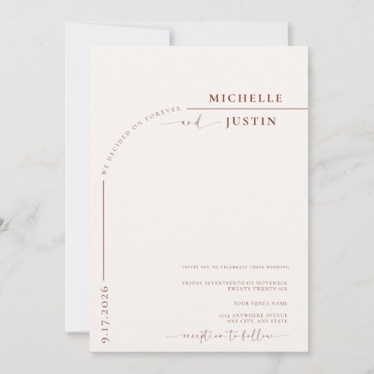 Boho Foto | Minimalistische kalligrafie script bru Kaart (Voorkant)