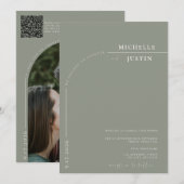 Boho Foto | Minimalistische kalligrafie script bru Kaart (Voorkant / Achterkant)