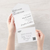 Boho foto minimalistische moderne eenvoudige bruil all in one uitnodiging (Afscheurbaar)