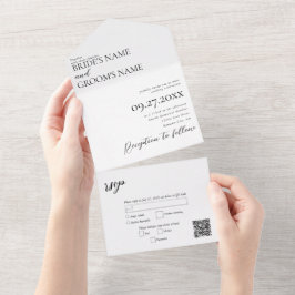 Boho foto minimalistische moderne eenvoudige bruil all in one uitnodiging