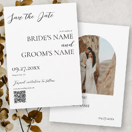Boho foto minimalistische moderne eenvoudige bruil save the date