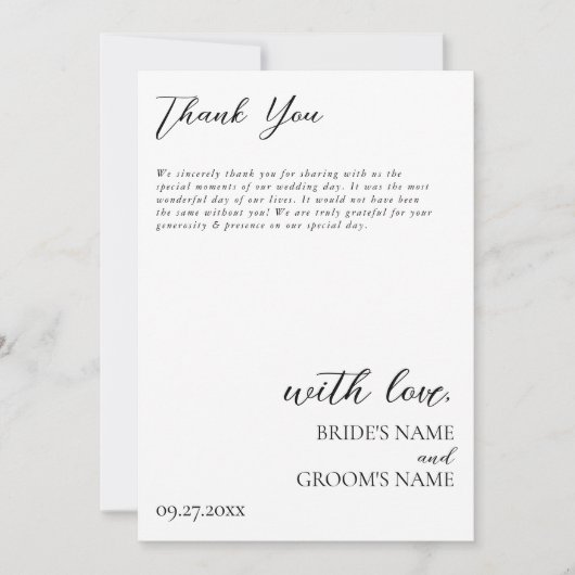 Boho Foto Minimalistische Moderne Eenvoudige Trouw Bedankkaart (Voorkant)