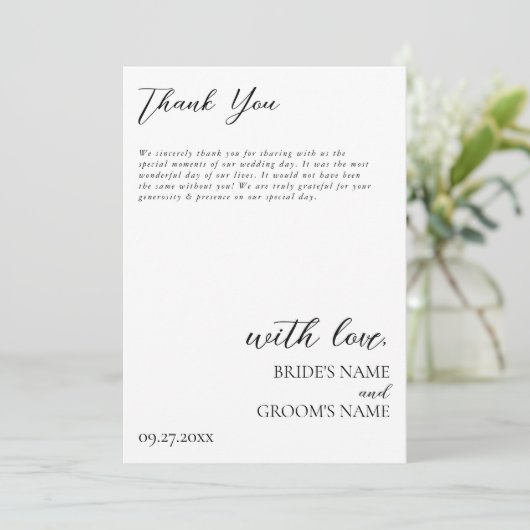 Boho Foto Minimalistische Moderne Eenvoudige Trouw Bedankkaart (Staand voorkant)