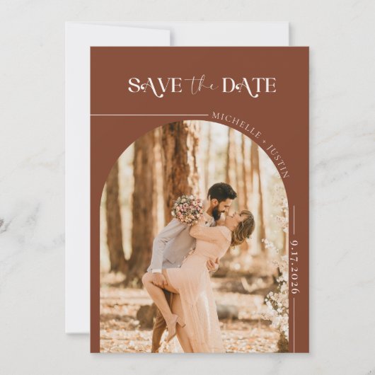 Boho Foto | Modern Save the Date Kaart (Voorkant)
