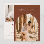 Boho Foto | Modern Save the Date Kaart (Voorkant / Achterkant)