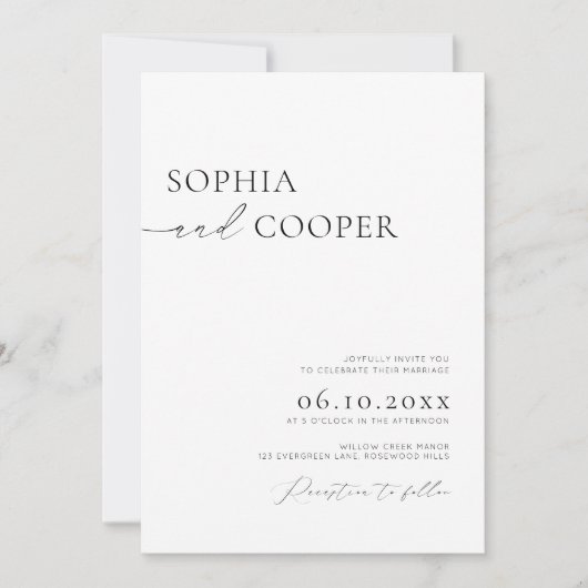 Boho foto Moderne minimalistische bruiloft Kaart (Voorkant)