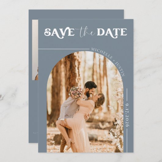 Boho-foto | Moderne Save the Date  Kaart (Voorkant / Achterkant)