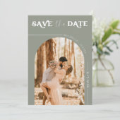 Boho-foto | Moderne Save the Date  Kaart (Staand voorkant)
