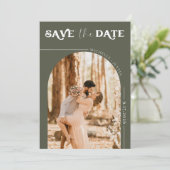 Boho-foto | Moderne Save the Date  Kaart (Staand voorkant)