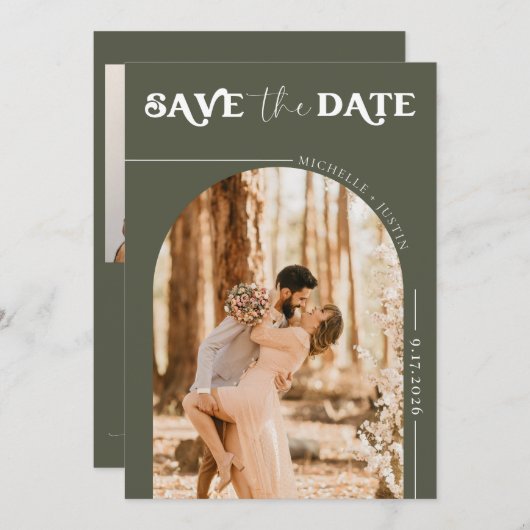 Boho-foto | Moderne Save the Date  Kaart (Voorkant / Achterkant)