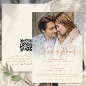Boho foto overlay QR terracotta crème bruiloft Kaart
