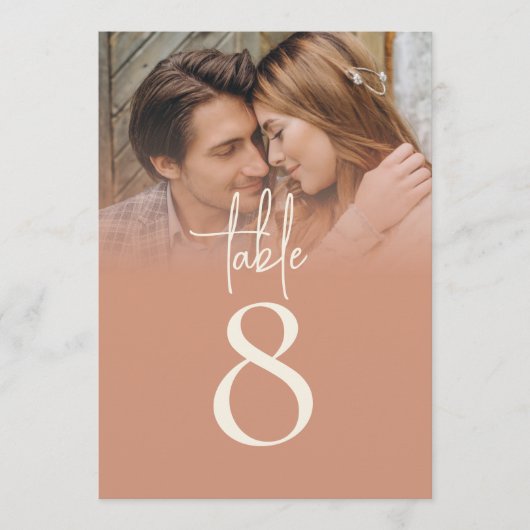 Boho foto Overlay Terracotta Cream Tafelnummer (Voorkant)