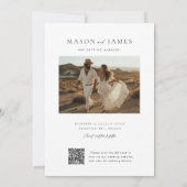 Boho Foto Qr Code Bestemming Huwelijk Save The Date (Achterkant)