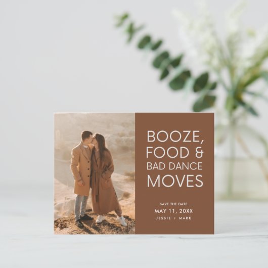 Boho foto Terracotta bruiloft Bewaar de datum Aankondigingskaart (Staand voorkant)