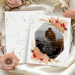 Boho Foto Terracotta Bruiloft Save The Date