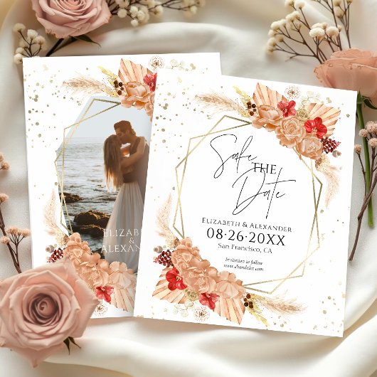 Boho Foto | Terracotta Bruiloft Save The Date