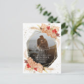 Boho Foto | Terracotta Bruiloft Save The Date Briefkaart (Staand voorkant)