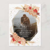 Boho Foto | Terracotta Bruiloft Save The Date Briefkaart (Voorkant)