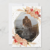 Boho Foto | Terracotta Bruiloft Save The Date Kaart (Voorkant)