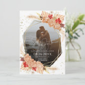 Boho Foto | Terracotta Bruiloft Save The Date Kaart (Staand voorkant)
