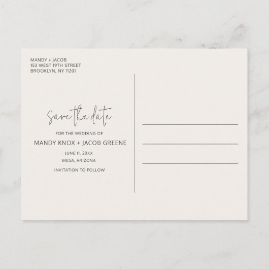 Boho Foto Woestijn Bruiloft Save the Date Aankondigingskaart (Achterkant)